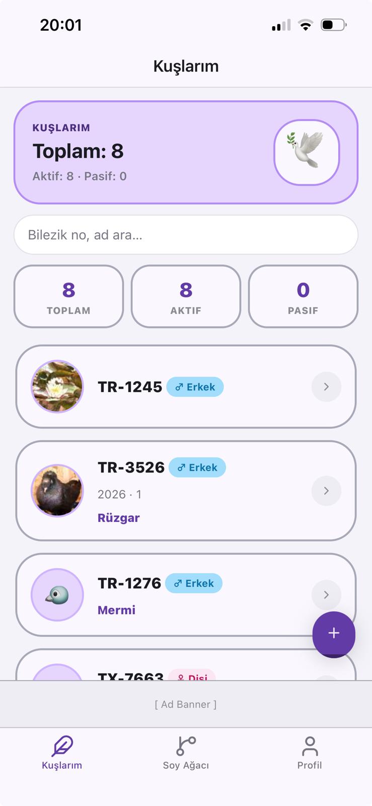 Kuşlarım listesi